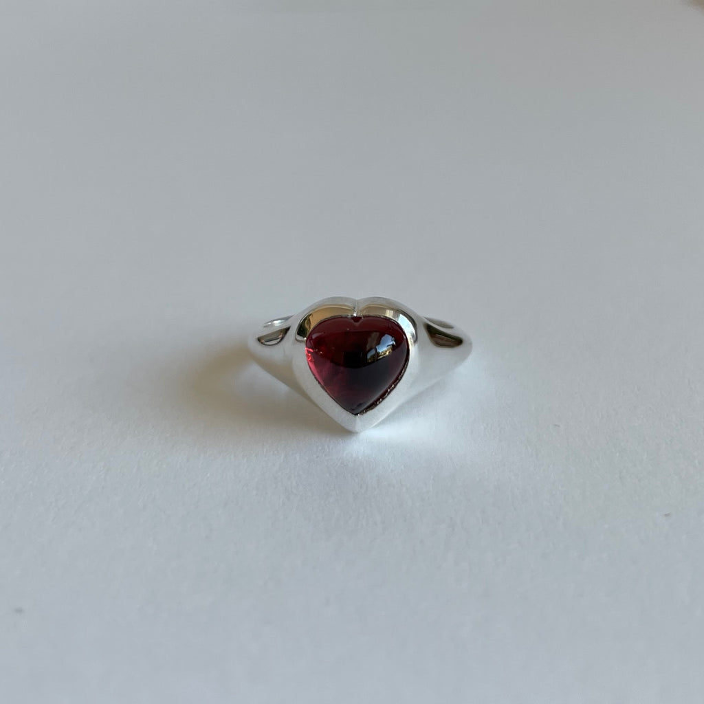 Heart Stone Ring Silver
