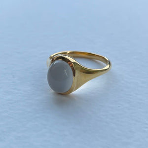 Moonstone Signet Ring // Pearl