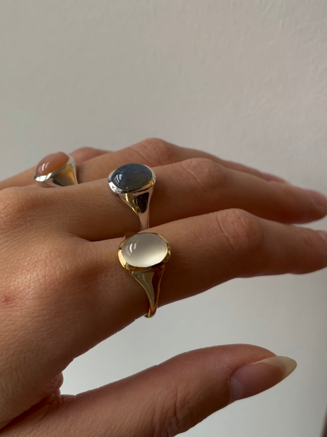 Moonstone Signet Ring // Pearl